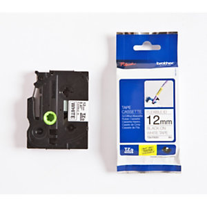 Brother Cassette à ruban pour étiqueteuse TZe-FX211 – Noir sur blanc, 12 mm de large