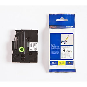 Brother Cassette à ruban pour étiqueteuse TZe-FX211 – Noir sur blanc, 9 mm de large