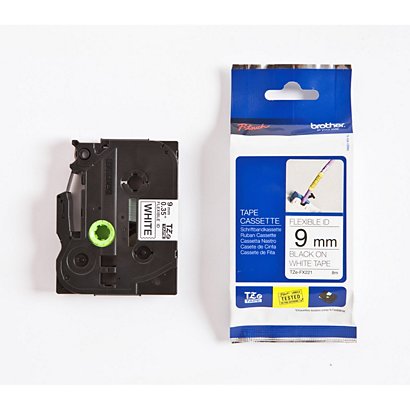 Brother Cassette à ruban pour étiqueteuse TZe-FX211 – Noir sur blanc, 9 mm de large