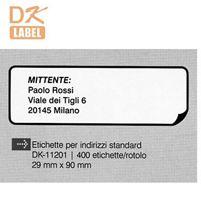BROTHER DK-11201 Etichette pretagliate per Indirizzi Standard, 29 x 90 mm (rotolo 400 etichette) - 1
