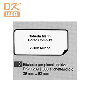 Brother DK-11209 Etichette per indirizzo, 29 x 62 mm, Adesivo permanente, Bianco e nero Brother DK-11209 Etichette per indirizzo, 29 x 62 mm, Adesivo permanente, Bianco e nero