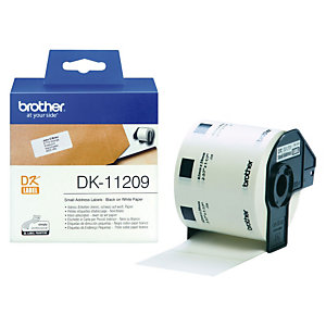 Brother DK-11209 Etiquetas de dirección, 29 x 62 mm, adhesivo permanente, blanco y negro