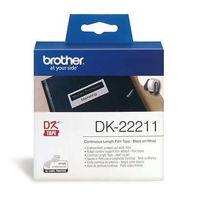 BROTHER DK-22211 Rotolo di etichette, 29 mm x 15,24 m, Nero su Bianco - 1