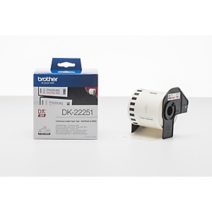 BROTHER DK-22251 Rotolo di etichette in carta a lunghezza continua, 62 mm x 15,24 m, Nero e Rosso su Bianco BROTHER DK-22251 Rotolo di etichette in carta a lunghezza continua, 62 mm x 15,24 m, Nero e Rosso su Bianco