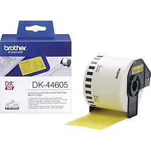 Brother DK-44605 Cinta de etiquetas, negro sobre amarillo, 62 mm x 30,5 m