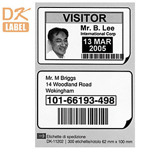 Brother Etichette pretagliate "DK" - Spedizione - Dimensioni etichetta 62 x 100 mm - Etichette per rotolo 300 x 1 Brother Etichette pretagliate "DK" - Spedizione - Dimensioni etichetta 62 x 100 mm - Etichette per rotolo 300 x 1