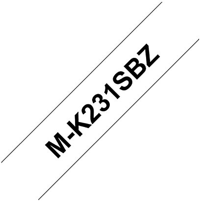 Brother M-K231 Rotolo di nastro non laminato, Nero su bianco, 1,2 cm x 8 m - 1