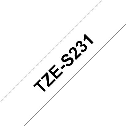 Brother Rouleau de ruban adhésif laminé extra solide, TZe-S231, noir sur blanc, 1,2 cm x 8 m - 1