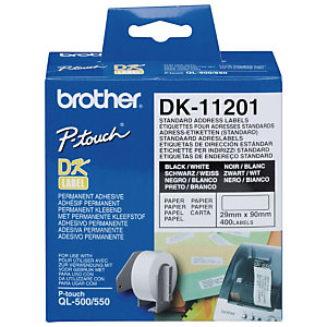 Brother Rouleaux d'étiquettes Brother - Adressage - Modèles DK11201  - pour imprimante QL - 400 étiquettes - rouleau 400 unités
