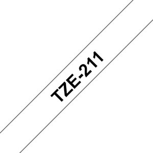 Brother Ruban adhésif d'étiquetage TZe-211, noir sur fond blanc, 6 mm x 8 m