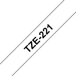 Brother Ruban adhésif d'étiquetage Tze-221, noir sur fond blanc, 9 mm x 8 m