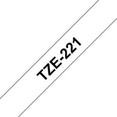 Brother Ruban adhésif d'étiquetage Tze-221, noir sur fond blanc, 9 mm x 8 m