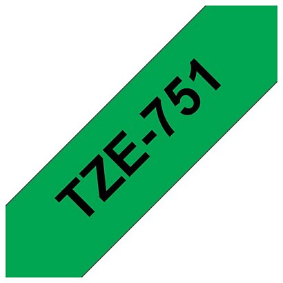 Brother Ruban adhésif d'étiquetage TZe-751, noir sur fond vert, 24 mm x 8 m