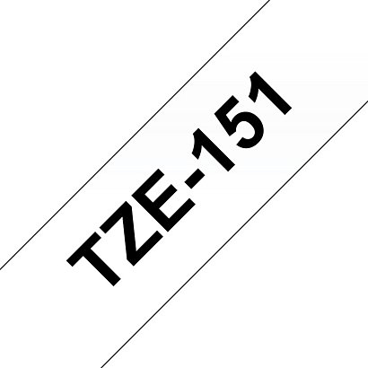 Brother Ruban TZe-151 - 24 mm x 8 m - Noir sur Transparent - JPG