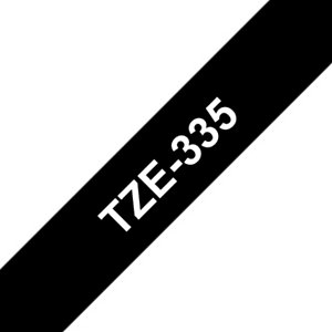 Brother Ruban TZe-335 pour étiqueteuse - 12 mm x 8 m - Blanc sur Noir
