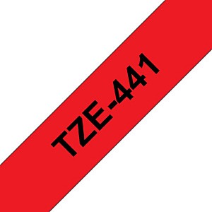 Brother Ruban TZe-441 pour étiqueteuse - 18 mm x 8 m - Noir sur Rouge