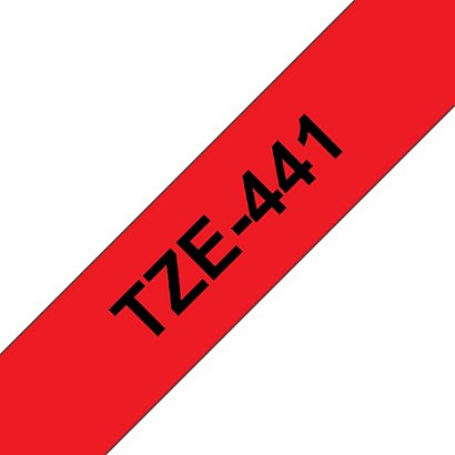 Brother Ruban TZe-441 pour étiqueteuse - 18 mm x 8 m - Noir sur Rouge - 1