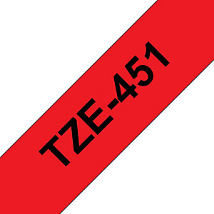Brother Ruban TZe-451 pour étiqueteuse - 24 mm x 8 m - Noir sur Rouge