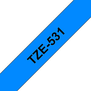 Brother Ruban TZe-531 pour étiqueteuse - 12 mm x 8 m - Noir sur Bleu
