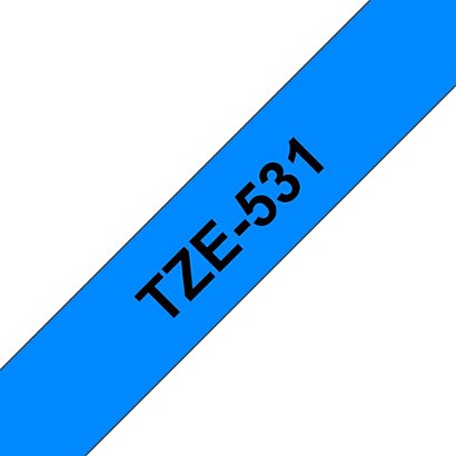 Brother Ruban TZe-531 pour étiqueteuse - 12 mm x 8 m - Noir sur Bleu - 1