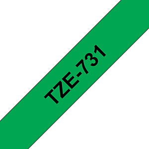 Brother Ruban TZe-731 pour étiqueteuse - 12 mm x 8 m - Noir sur Vert