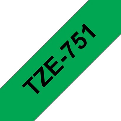 Brother Ruban TZe-751 pour étiqueteuse - 24 mm x 8 m - Noir sur Vert - 1