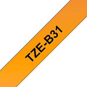 Brother Ruban TZe-B31 pour étiqueteuse - 12 mm x 8 m - Noir sur Orange