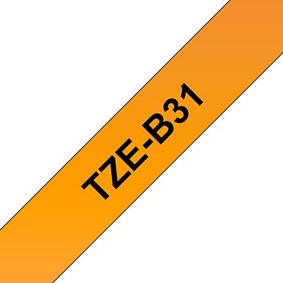 Brother Ruban TZe-B31 pour étiqueteuse - 12 mm x 8 m - Noir sur Orange - 1