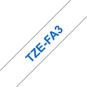 Brother Ruban TZe-FA3 pour étiqueteuse - 12 mm x 3 m - Blanc sur Bleu