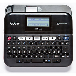 Brother Étiqueteuse PT-D450, clavier QWERTY, écran LCD 180 ppp, 4 tailles d'étiquette, 14 polices, vitesse d'impression de 20 mm/s