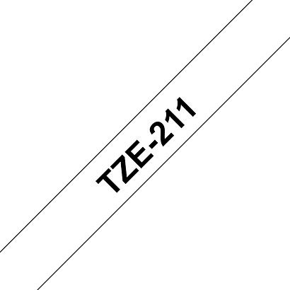 Brother TZe-211 Cinta para rotuladora, negro sobre blanco, 6 mm x 8 m - 1