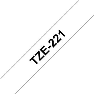 Brother Tze-221 Cinta de etiquetas adhesiva, negro sobre blanco, 9 mm x 8 m