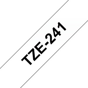 Brother TZe-241 Cinta para rotuladora adhesiva, negro sobre blanco, 18 mm x 8 m