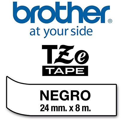 Brother TZe-251 cinta autoadhesiva negro sobre blanco 24 mm. - 1