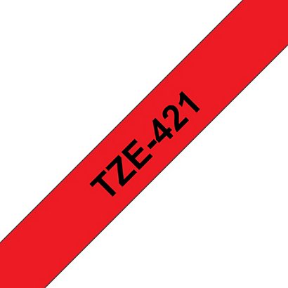 Brother TZe-421, Cinta para rotuladora adhesiva, negro sobre rojo, 9 mm x 8 m