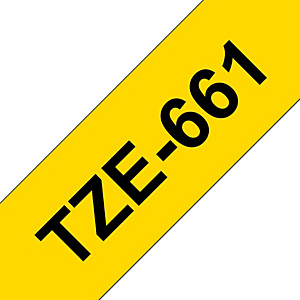 Brother Tze-661 Cinta de etiquetas adhesiva, negro sobre amarillo, 36 mm x 8 m Brother Tze-661 Cinta de etiquetas adhesiva, negro sobre amarillo, 36 mm x 8 m