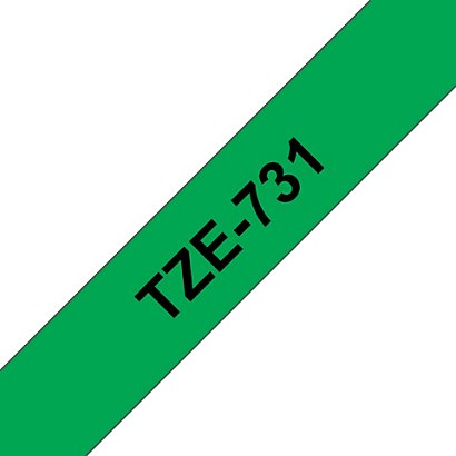 Brother TZe-731 Cinta autoadhesiva negro sobre verde 12 mm - 1
