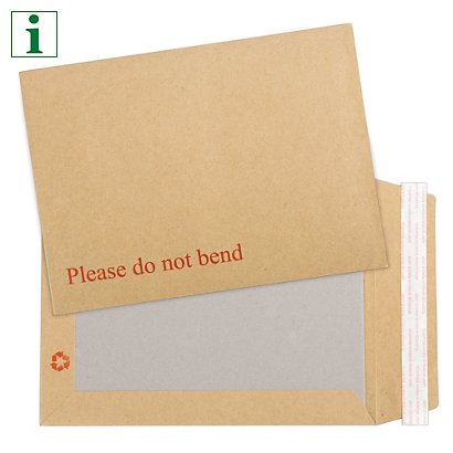 Brown, card backed envelopes, 368x444mm, pack of 50 - 1