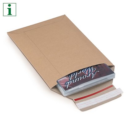Brown cardboard envelopes with short edge opening 170x245mm, pack of 100 - 1