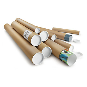 Brown cardboard postal tubes