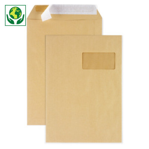 Bruine akte-envelop met zelfklevende sluiting met beschermstrip Bruine akte-envelop met zelfklevende sluiting met beschermstrip