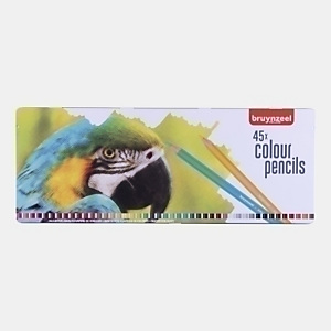 BRUYNZEEL Colorido Lápices de colores, alta calidad, estuche de metal de 45 lápices, hexagonal, mina resistente de 2,9 mm, colores surtidos