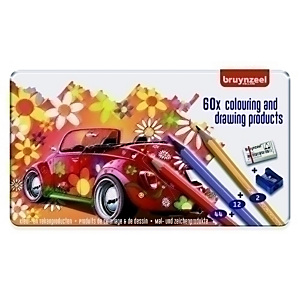BRUYNZEEL Lápices de colores surtidos, hexagonal, estuche de metal de 60 productos (44 lápices de color, 12 lápices de madera negra en colores metalizados, 2 lápices de grafito, una goma y un sacapuntas) BRUYNZEEL Lápices de colores surtidos, hexagonal, estuche de metal de 60 productos (44 lápices de color, 12 lápices de madera negra en colores metalizados, 2 lápices de grafito, una goma y un sacapuntas)