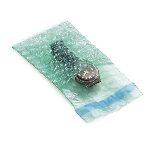Bublinkové vrecká 150x150mm, samolepiaci uzáver, 50% recyklované, materiál LDPE, hrúbka 80µm | RAJA