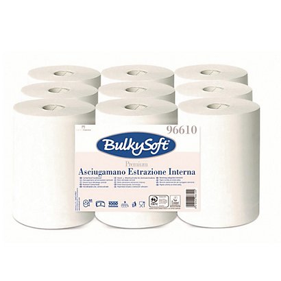 BULKYSOFT Asciugamani in rotolo Premium - Mini - 2 veli - goffratura micro - 19 gr - diametro 13 cm - 21,5 cm x 60 mt - bianco - 1
