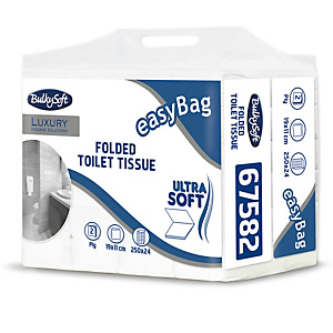 BULKYSOFT Carta igienica interfogliata EasyBag - 15,5 gr - strappo 11x19 cm  - pacco da 250 strappi