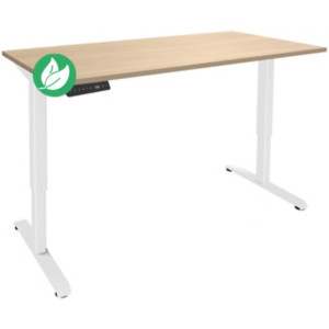 Bureau Actual assis-debout 2 - Réglage électrique en hauteur - L.120 x P.80 cm - Plateau Chêne - Pieds métal Blanc Bureau Actual assis-debout 2 - Réglage électrique en hauteur - L.120 x P.80 cm - Plateau Chêne - Pieds métal Blanc