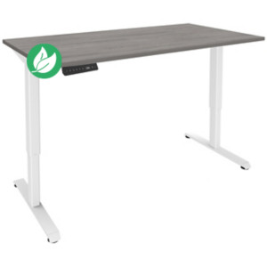 Bureau Actual assis-debout 2 - Réglage électrique en hauteur - L.140 x P.80 cm - Plateau Chêne grisé - Pieds métal Blanc Bureau Actual assis-debout 2 - Réglage électrique en hauteur - L.140 x P.80 cm - Plateau Chêne grisé - Pieds métal Blanc