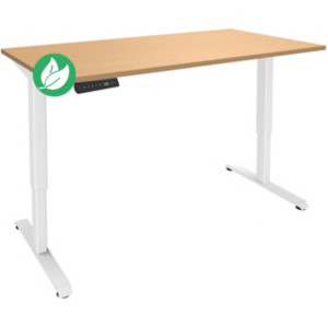Bureau Actual assis-debout 2 - Réglage électrique en hauteur - L.160 x P.80 cm - Plateau Hêtre - Pieds métal Blanc Bureau Actual assis-debout 2 - Réglage électrique en hauteur - L.160 x P.80 cm - Plateau Hêtre - Pieds métal Blanc