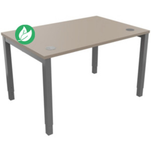 Bureau ajustable en hauteur Burocolor avec obturateurs - L.120 x P.80 cm - Plateau Argile - Pieds Aluminium Bureau ajustable en hauteur Burocolor avec obturateurs - L.120 x P.80 cm - Plateau Argile - Pieds Aluminium